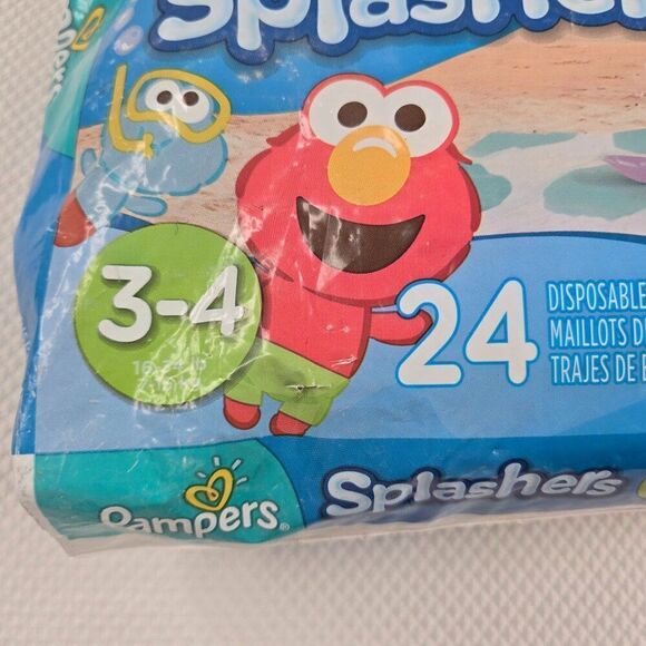Vintage Pampers Splashers Disposable Swim Pants Size 3-4 24 Count Sesame Street - Picture 2 of 5